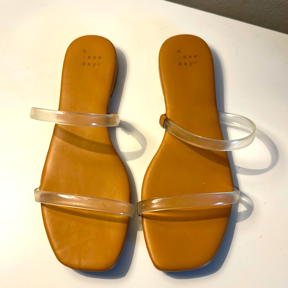 A New Day square toe flats sandals clear straps